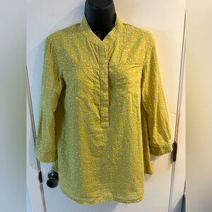 Anthropologie Odille Top Sz 4 Yellow And White Polka Dot